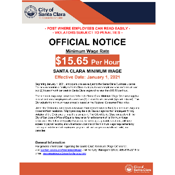 City of Santa Clara Official Minimum Wage Bulletin