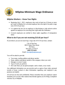 City of Milpitas Minimum Wage Ordinance (Know Your Rights)