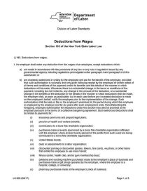 New York Deduction from Wages Poster